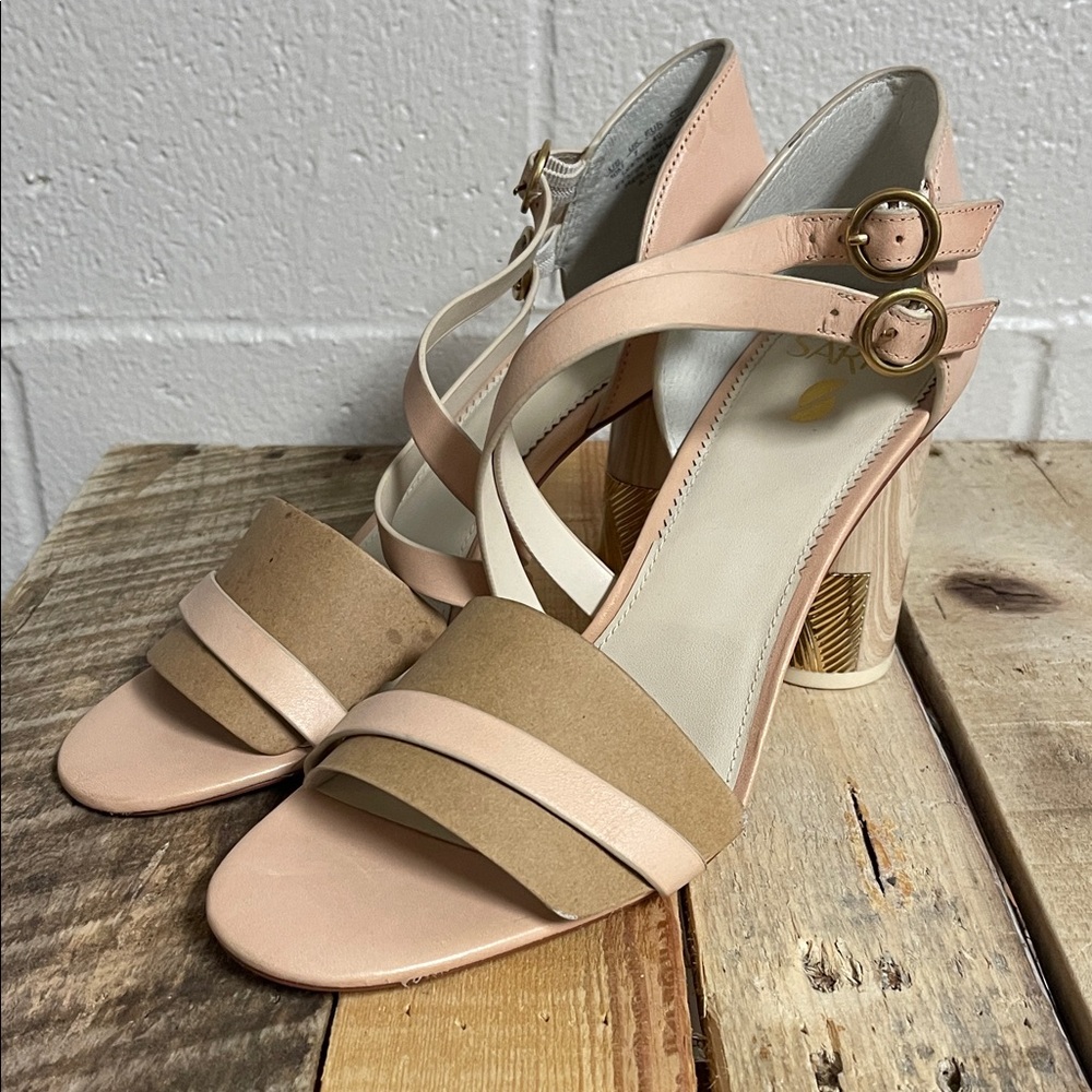Chic Strappy Heels in Pink and Tan
